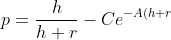 p=\frac{h}{h+r}-Ce^{-A(h+r)}